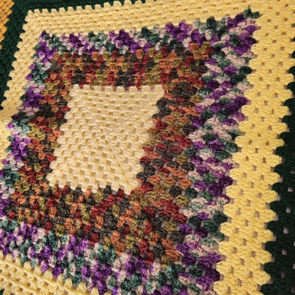 Grandma Square Crochet Throw Blanket hand made about 38x38 - Picture 2 of 6